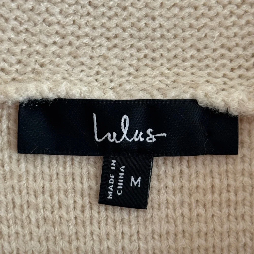 Lulu's‎ Timeless Energy Ivory Striped Collared Pullover Sweater Size Medium - Picture 6 of 9